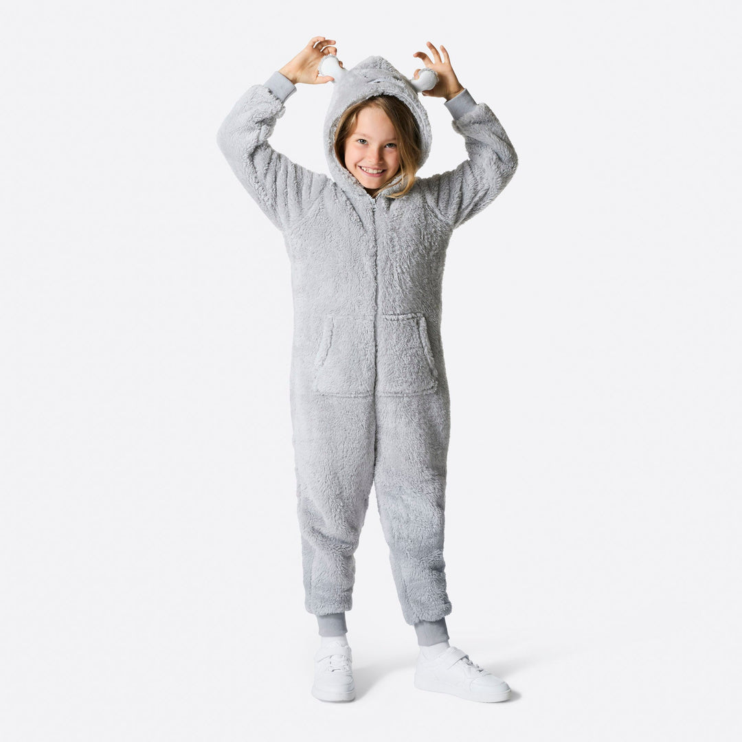 Grauer Teddybär Onesie Kinder