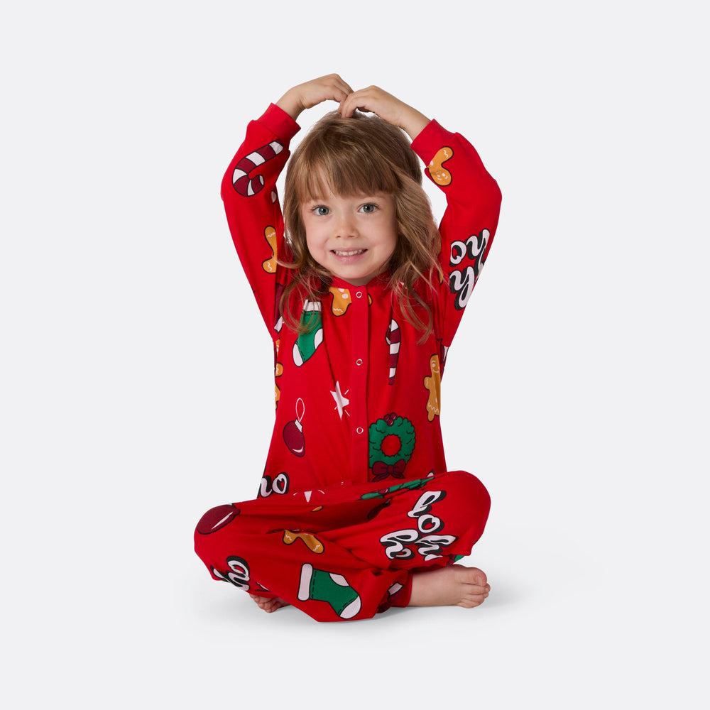 Roter Hohoho Overall Weihnachtspyjama Kinder