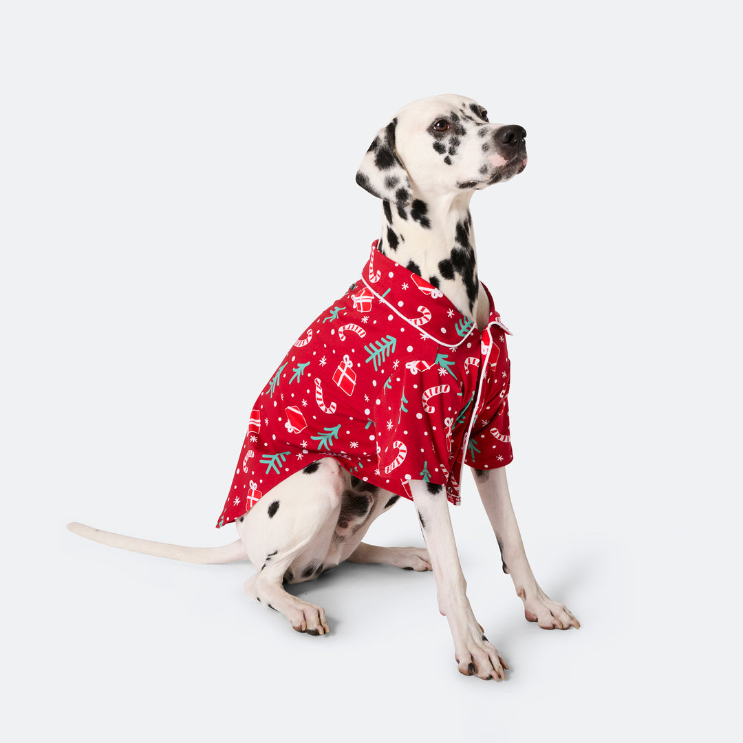 Rotes Weihnachtsmuster Weihnachtspyjama für Hunde