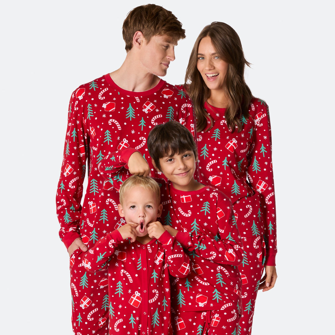 Rotes Weihnachtsmuster Weihnachtspyjama Familie