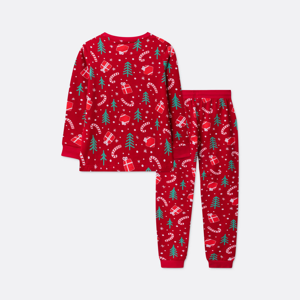 Rotes Weihnachtsmuster Weihnachtspyjama Kinder