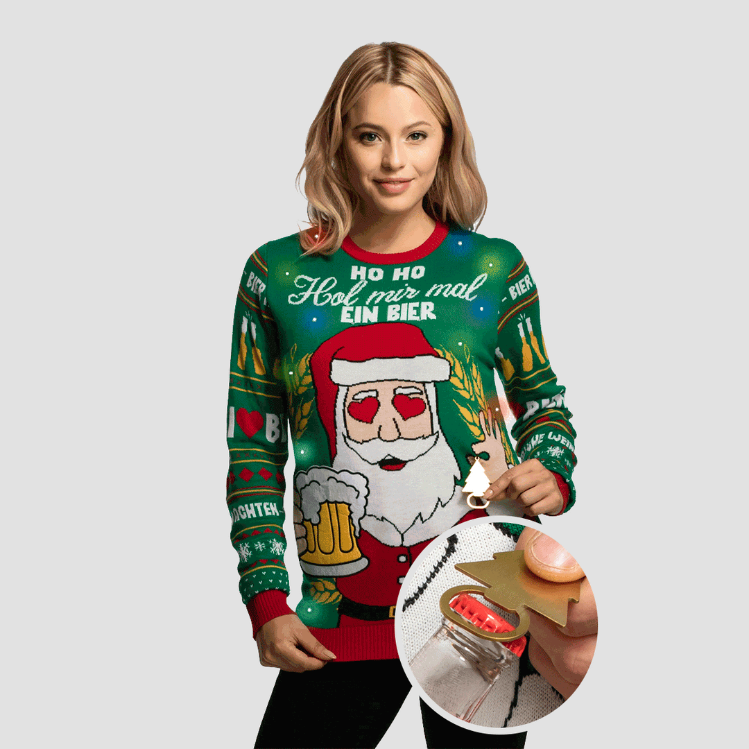 Hol Mir Mal Ein Bier Weihnachtspullover Damen