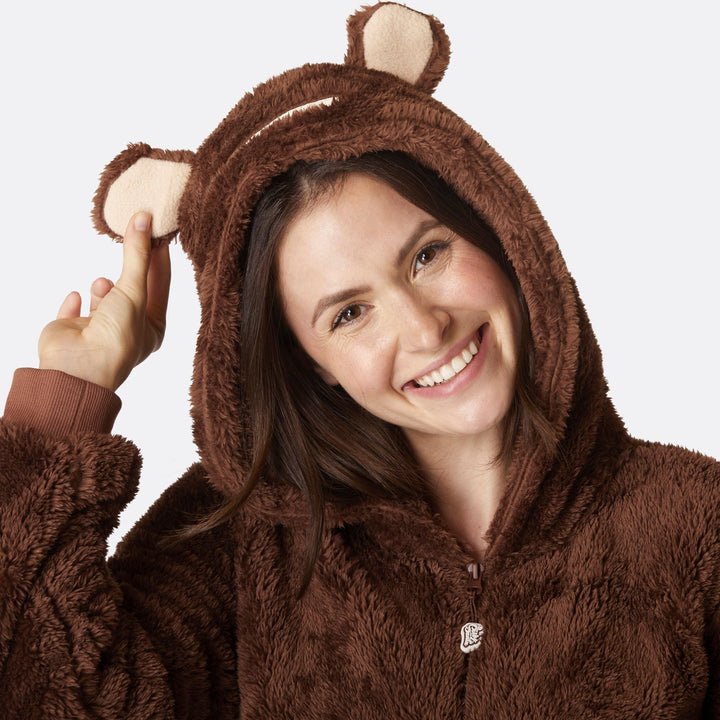 Brauner Teddybär Onesie Damen