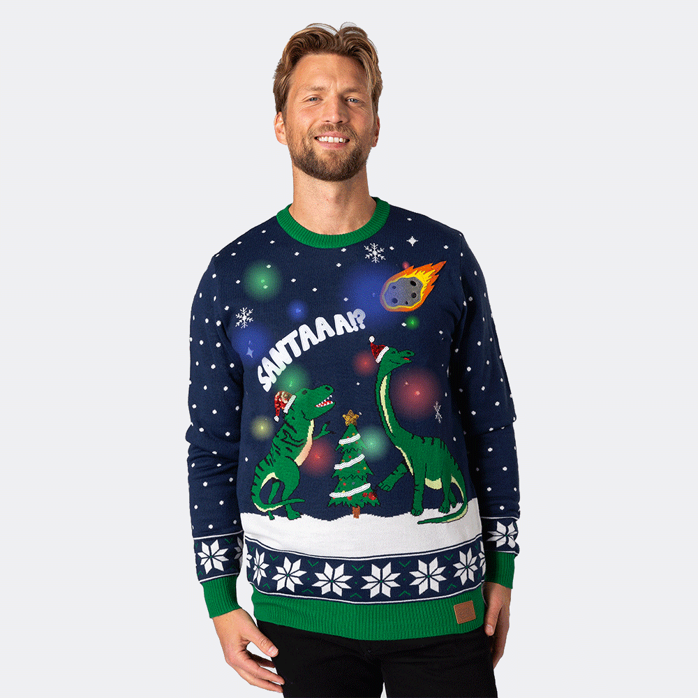 Dinosaurier Weihnachtspullover Herren