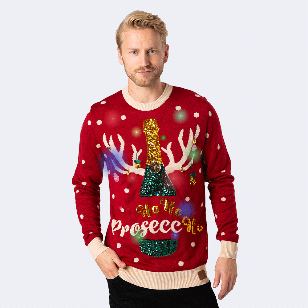 Prosecco Weihnachtspullover Herren