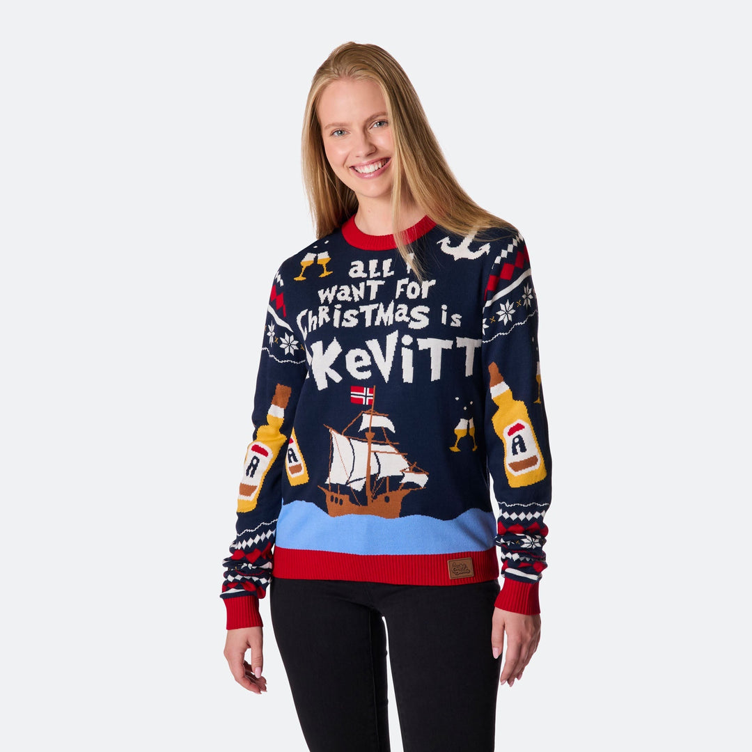 All I Want for Christmas is Aquavit Weihnachtspullover Damen