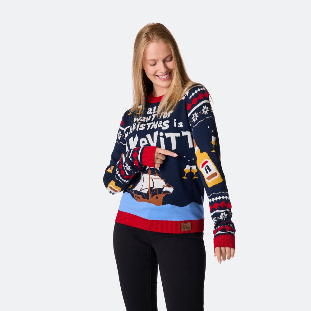 All I Want for Christmas is Aquavit Weihnachtspullover Damen