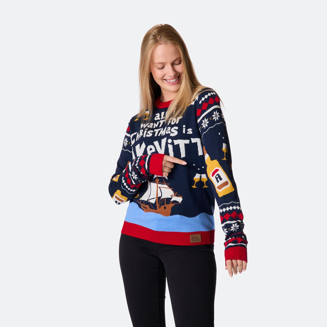 All I Want for Christmas is Aquavit Weihnachtspullover Damen