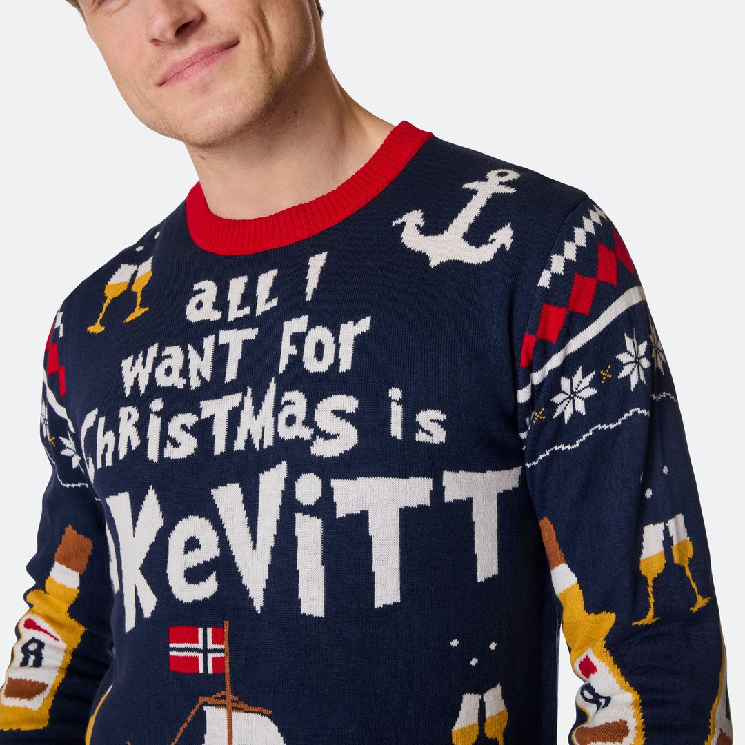 All I Want for Christmas is Aquavit Weihnachtspullover Herren