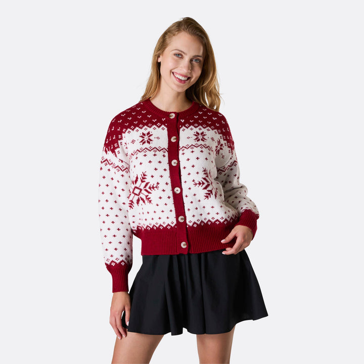 Roter Weihnachts-Cardigan Damen