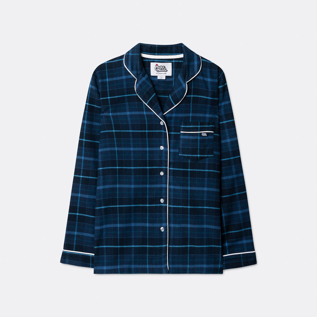 Blauer Flanell Weihnachtspyjama Kinder