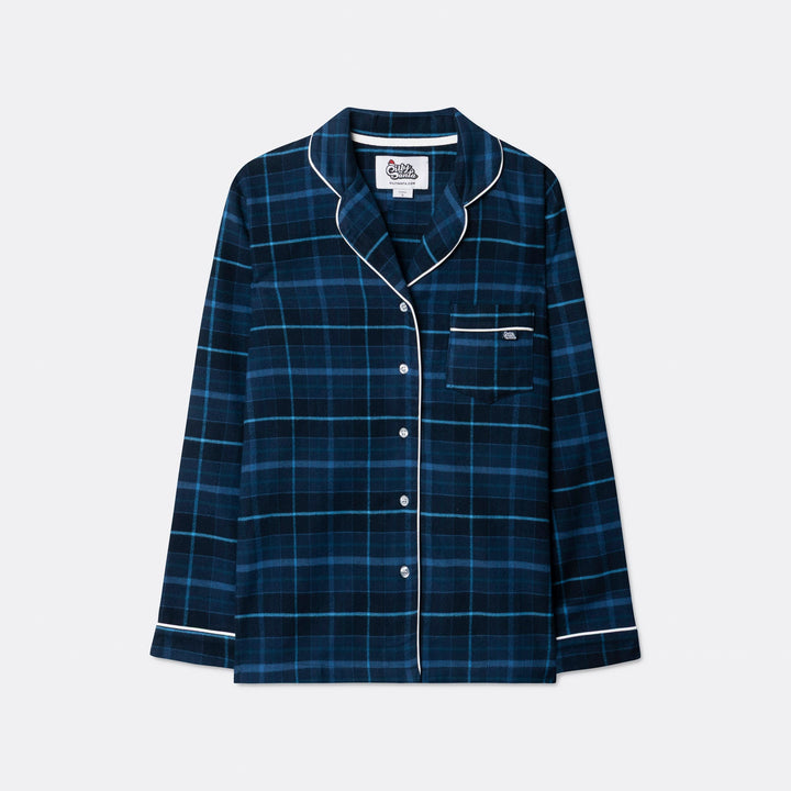 Blauer Flanell Weihnachtspyjama Kinder