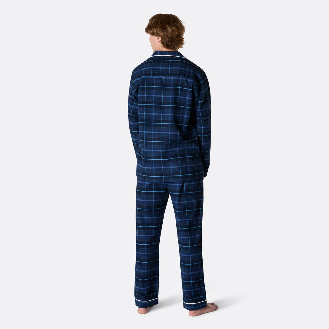 Blauer Flanell Weihnachtspyjama Herren