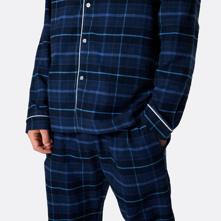 Blauer Flanell Weihnachtspyjama Herren