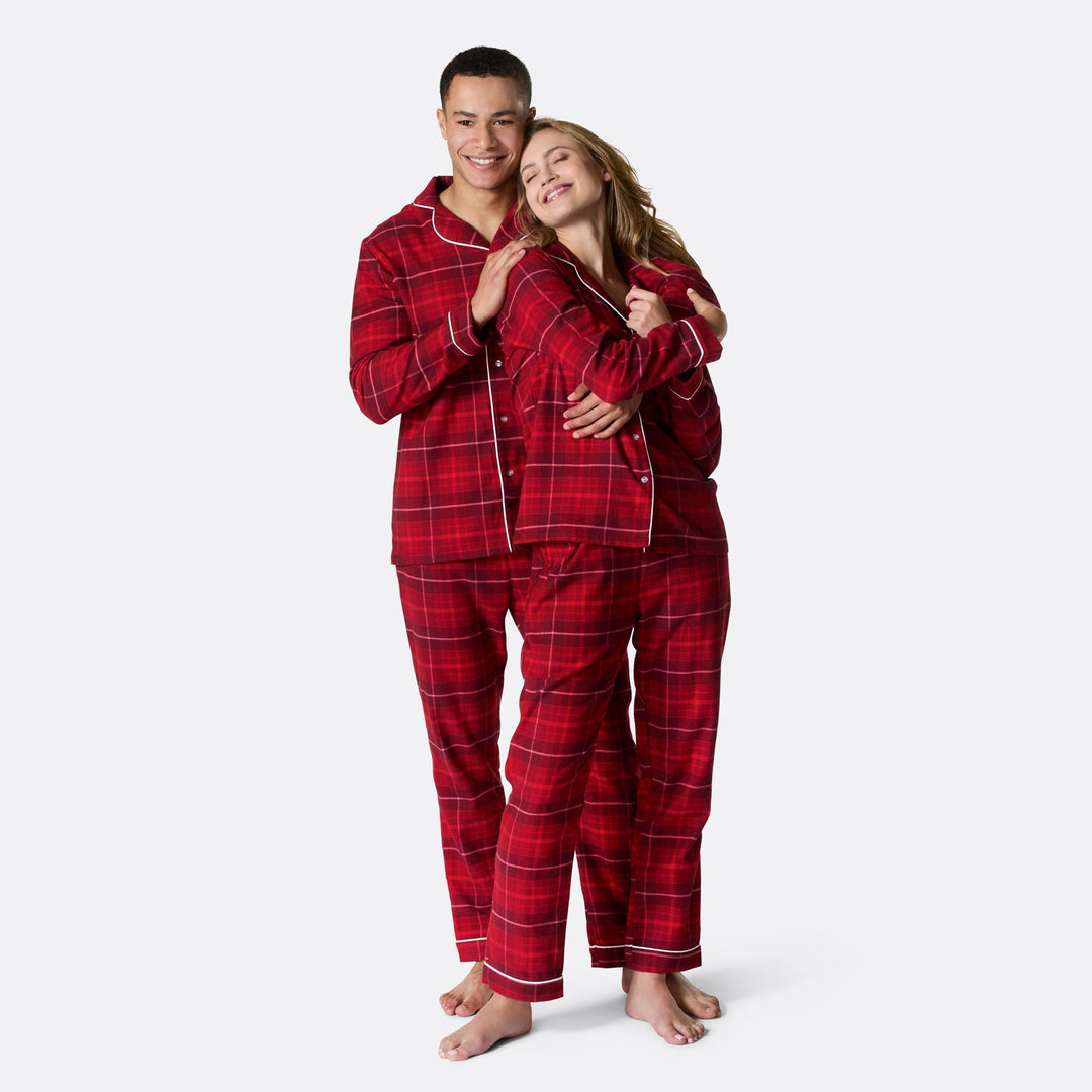 Roter Flanell Weihnachtspyjama Damen