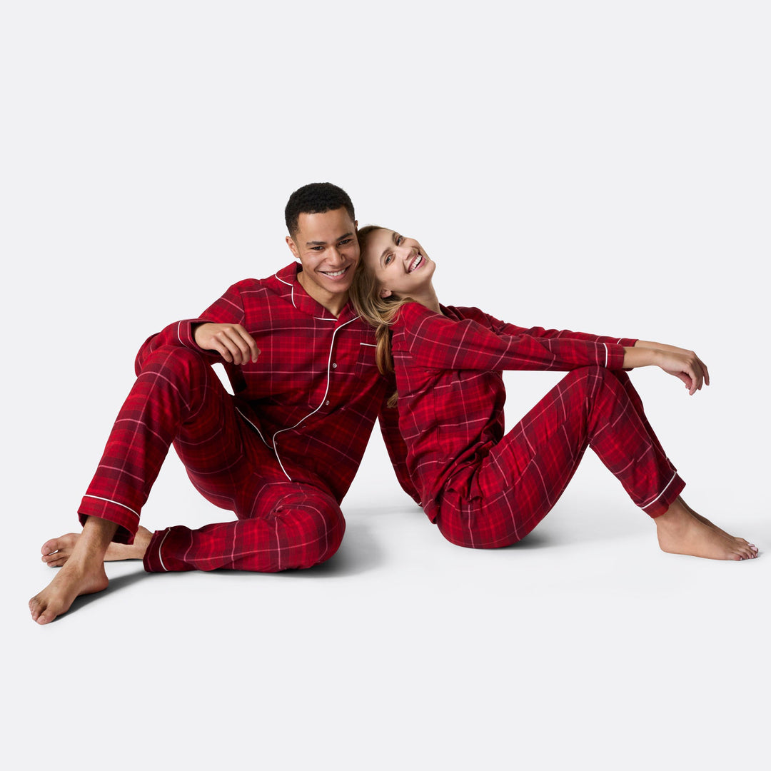 Roter Flanell Weihnachtspyjama Damen