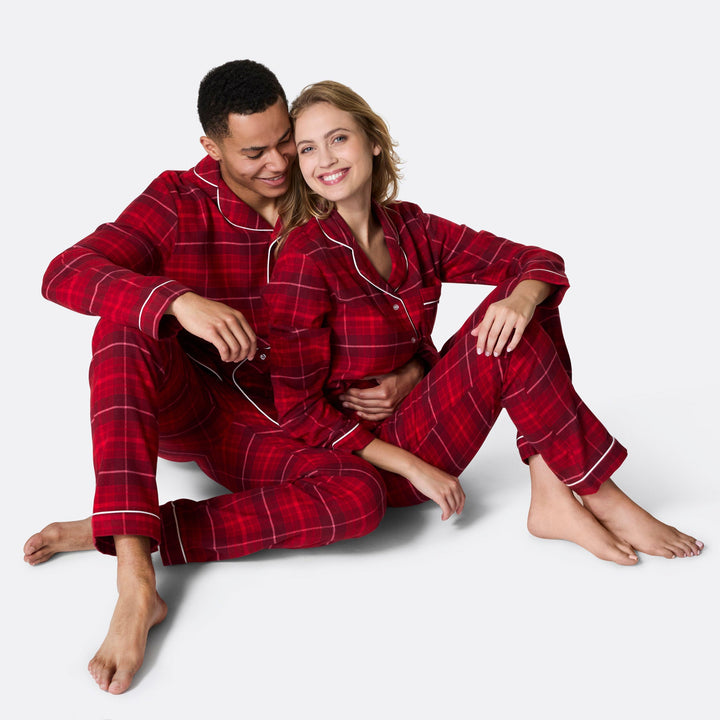 Roter Flanell Weihnachtspyjama Damen