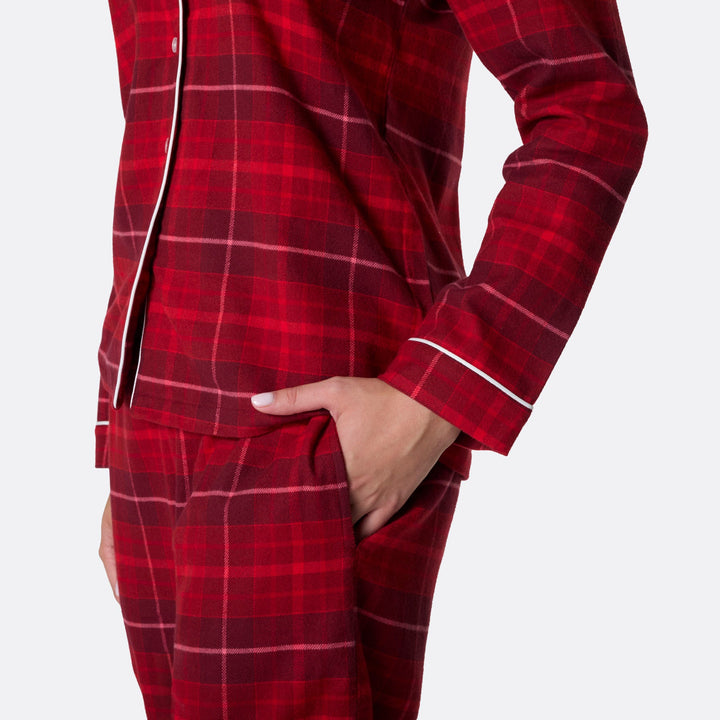 Roter Flanell Weihnachtspyjama Damen