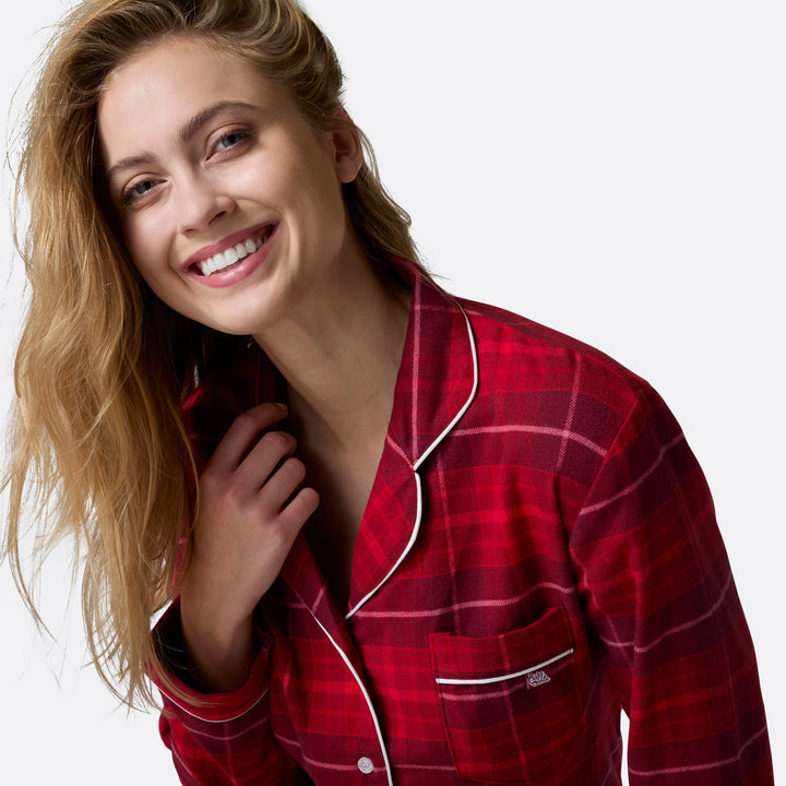 Roter Flanell Weihnachtspyjama Damen
