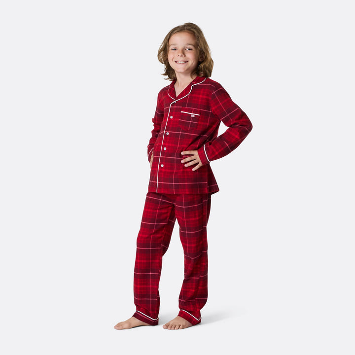 Roter Flanell Weihnachtspyjama Kinder