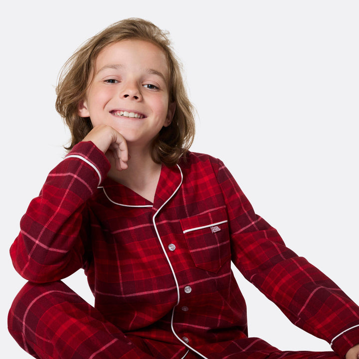 Roter Flanell Weihnachtspyjama Kinder