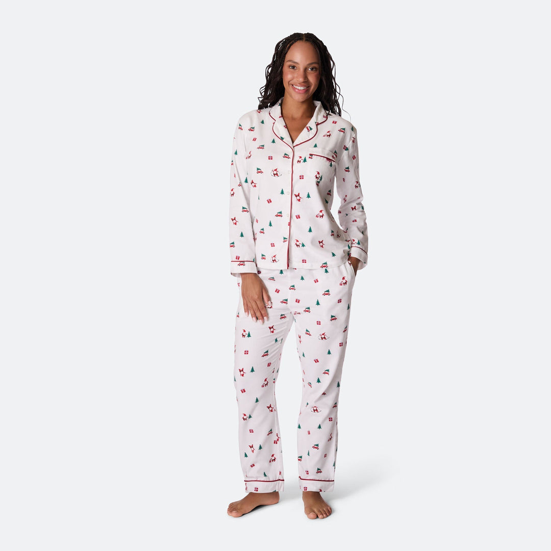 Mistelzweig Flanell Weihnachtspyjama Damen