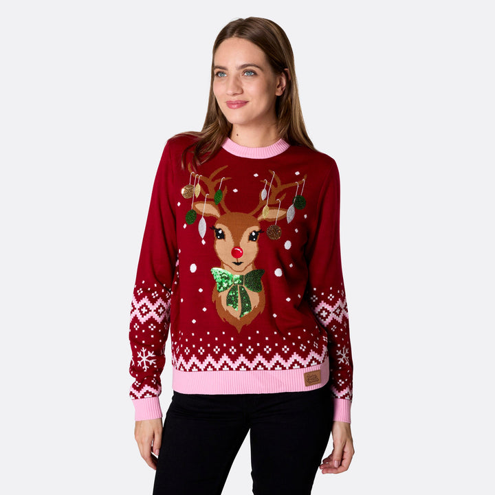 Rentier Weihnachtspullover Damen