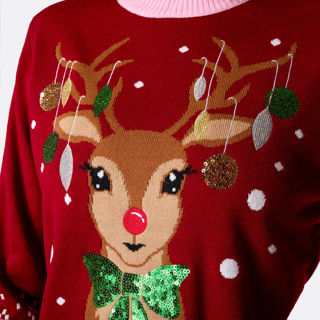Rentier Weihnachtspullover Damen