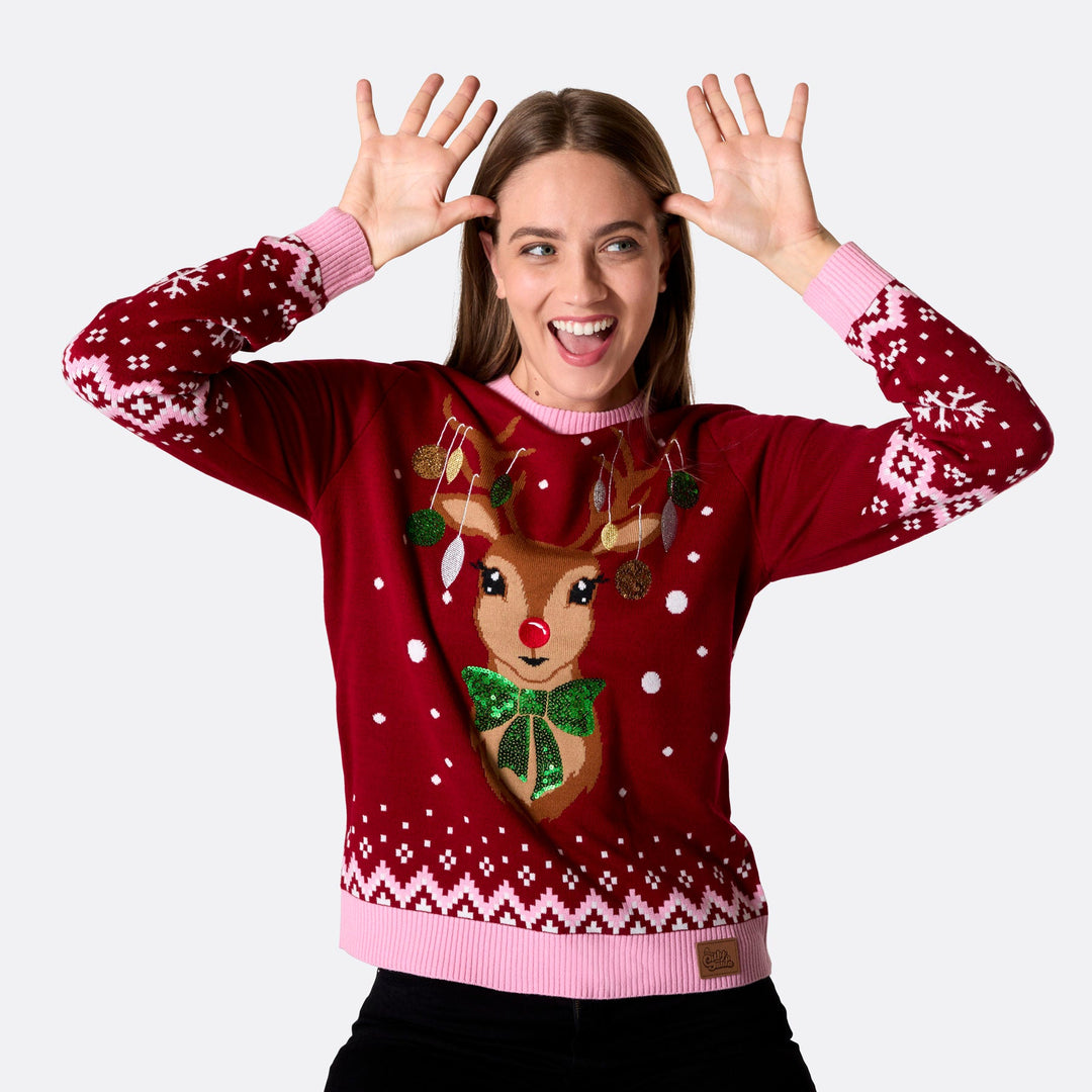 Rentier Weihnachtspullover Damen