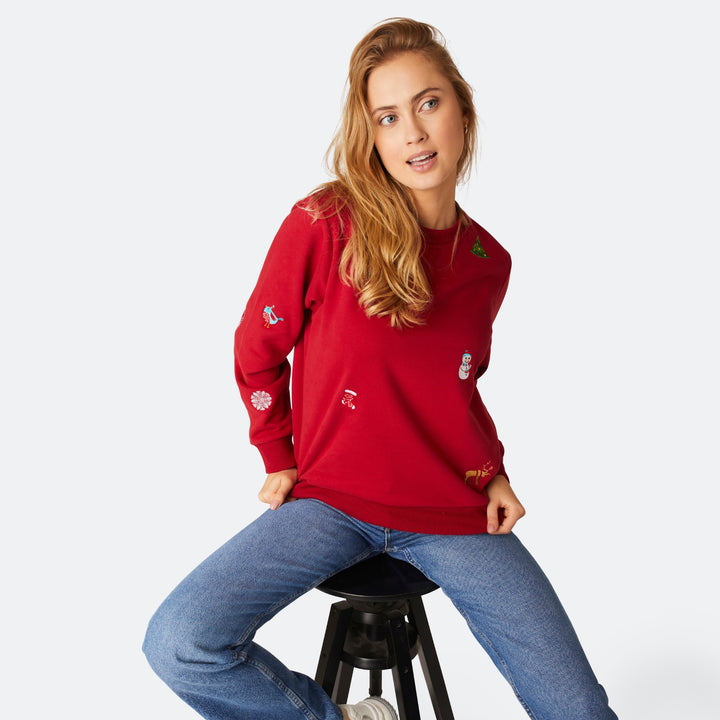 Rotes Weihnachts-Sweatshirt Damen