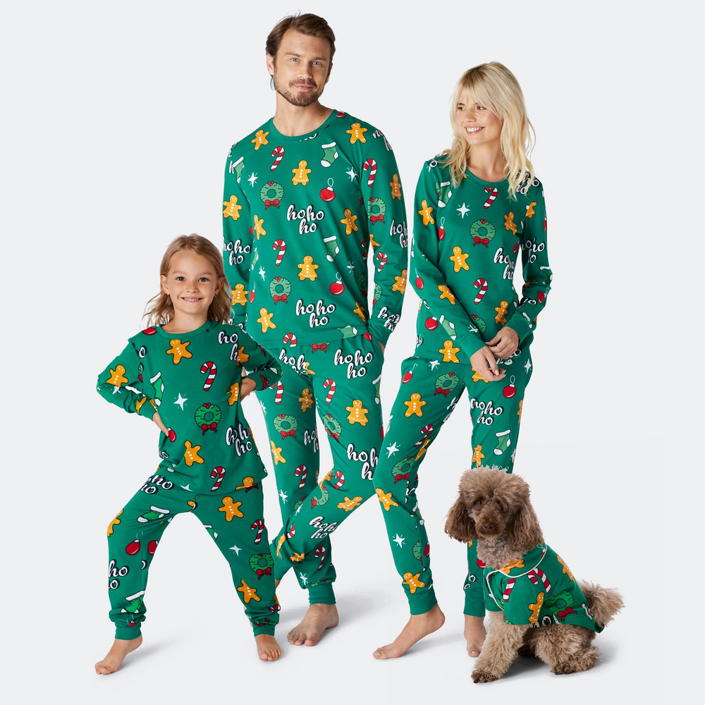 Grüner Hohoho Weihnachtspyjama Familie
