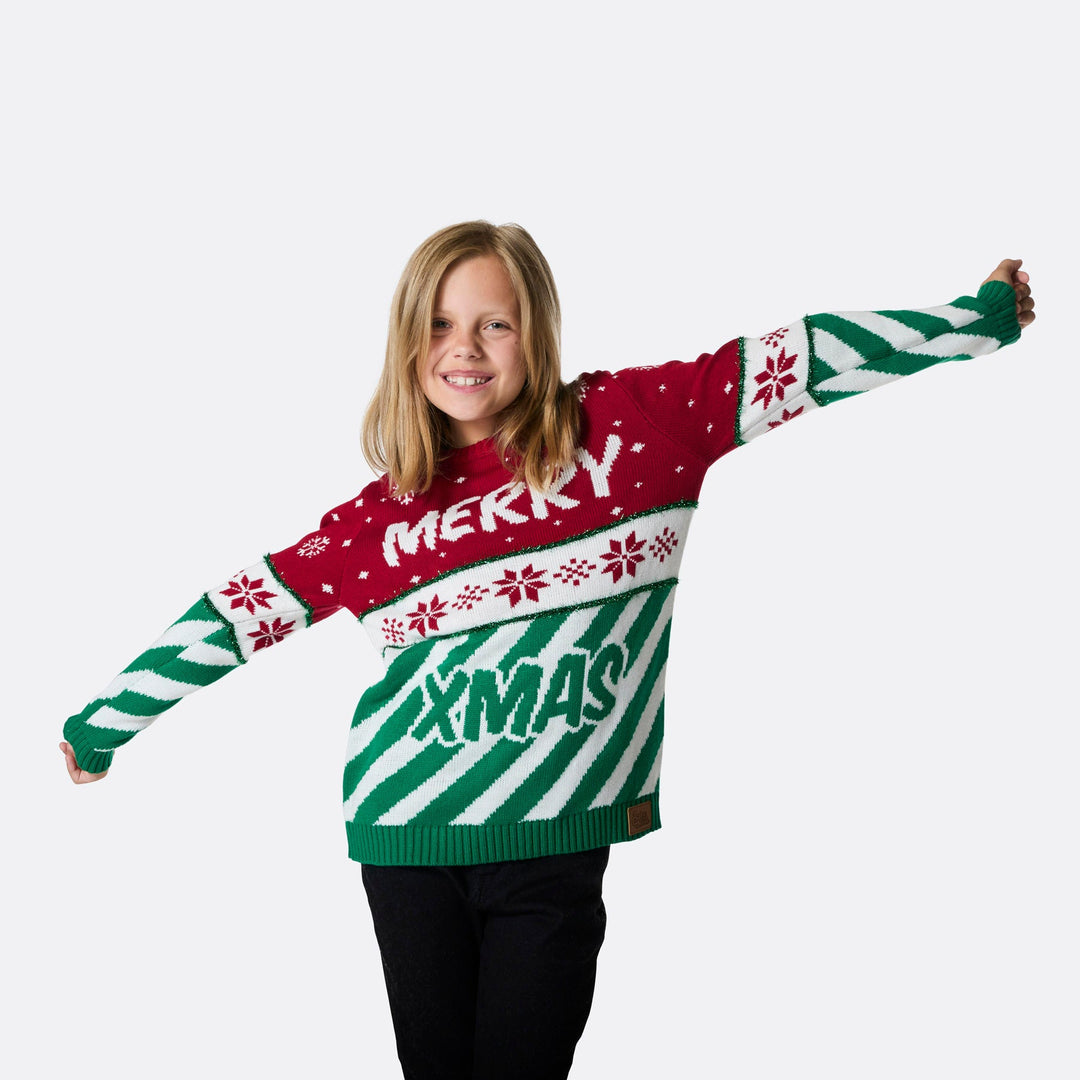 Merry Xmas Weihnachtspullover Kinder
