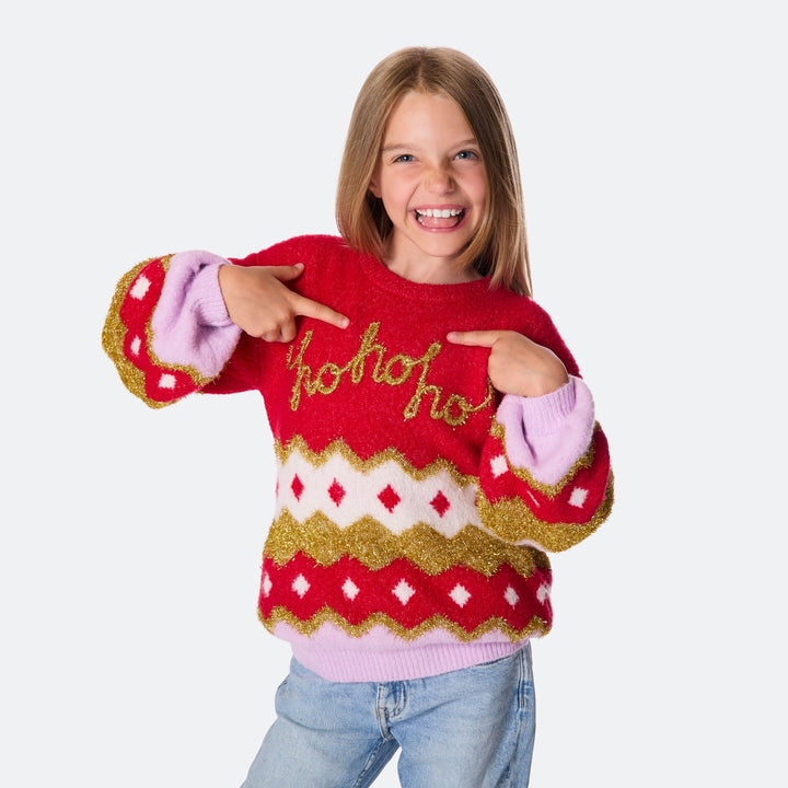 Hohoho Oversized Weihnachtspullover Kinder