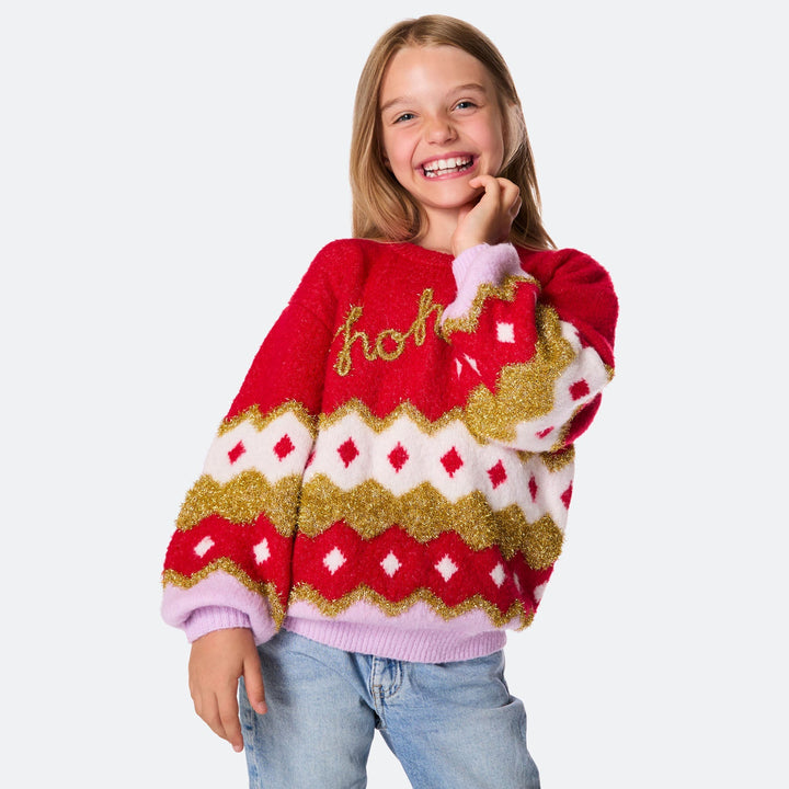 Hohoho Oversized Weihnachtspullover Kinder