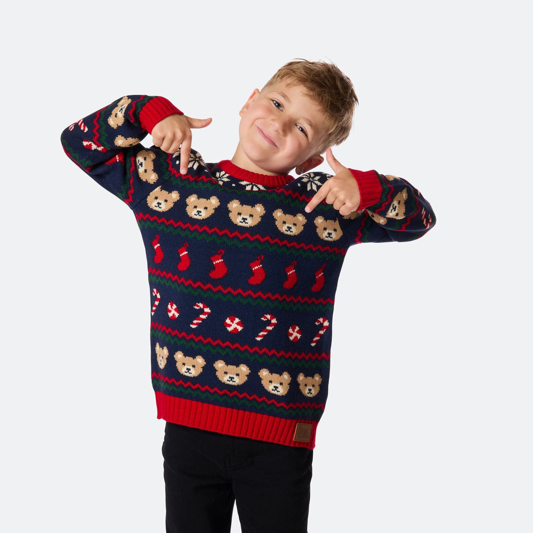 Teddybär Weihnachtspullover Kinder