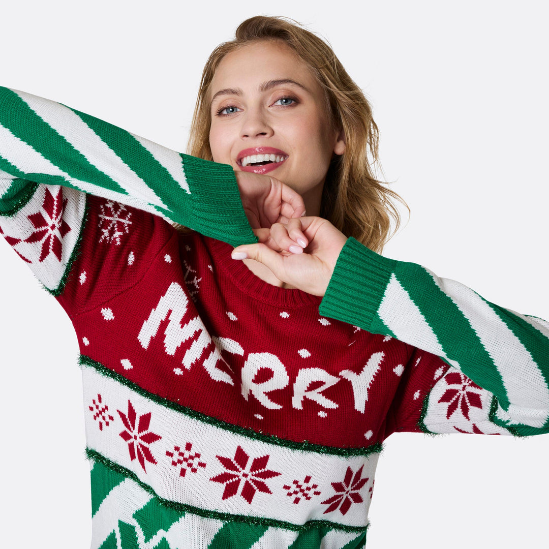 Merry Xmas Weihnachtspullover Damen