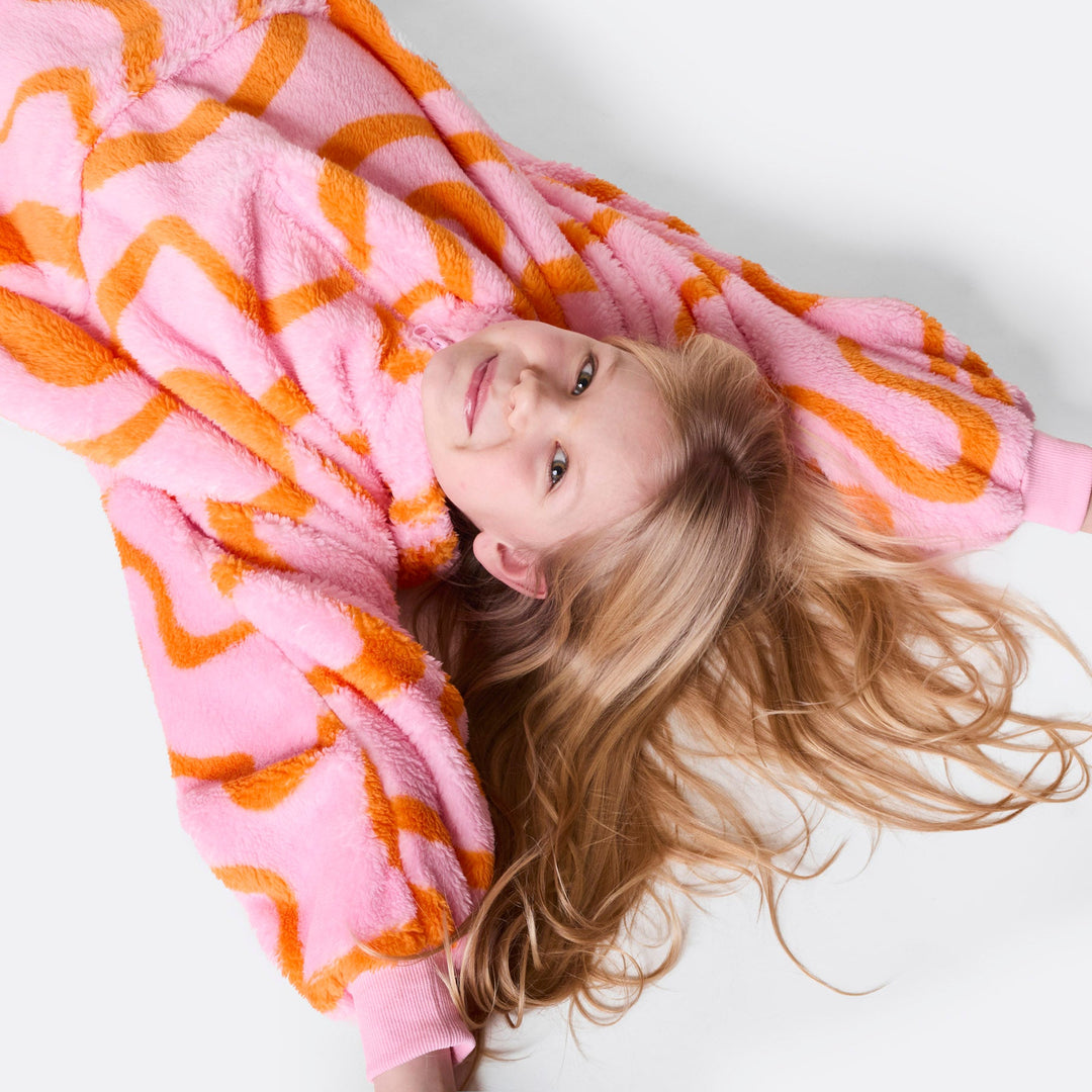 Pinke Wellen Teddy HappyHoodie Kinder