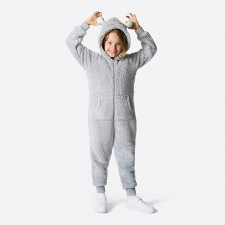 Grauer Teddybär Onesie Kinder