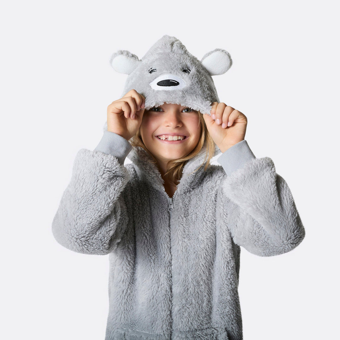 Grauer Teddybär Onesie Kinder