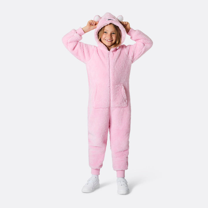 Pinker Teddybär Onesie Kinder