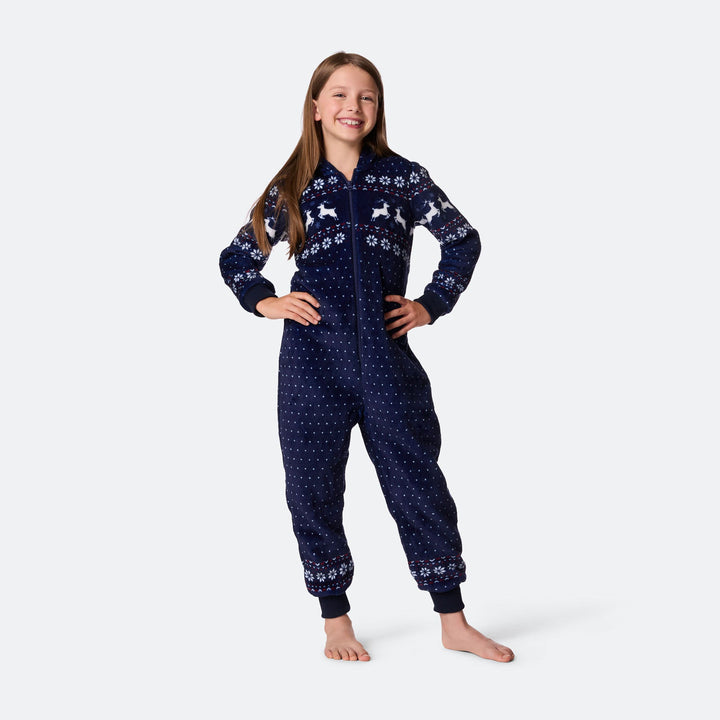 Blauer Weihnachts-Onesie Kinder