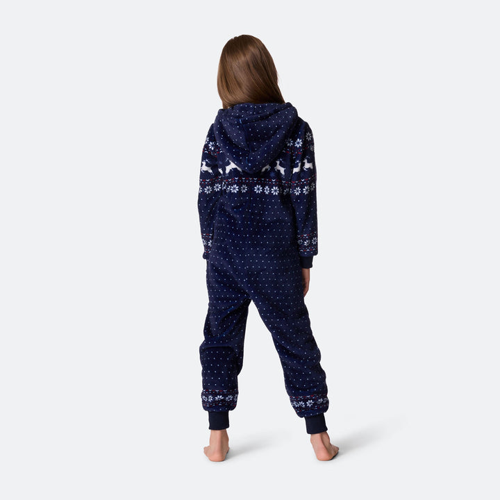 Blauer Weihnachts-Onesie Kinder