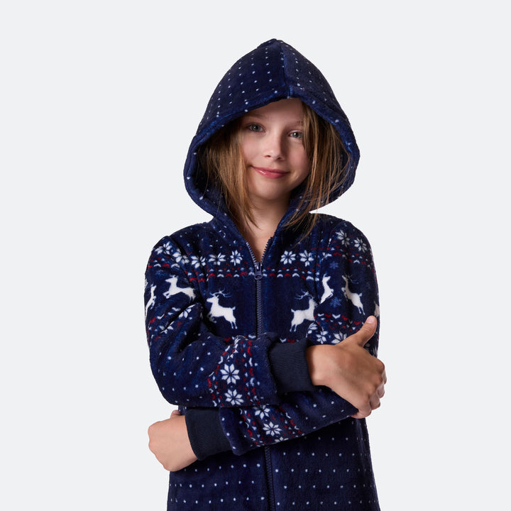 Blauer Weihnachts-Onesie Kinder