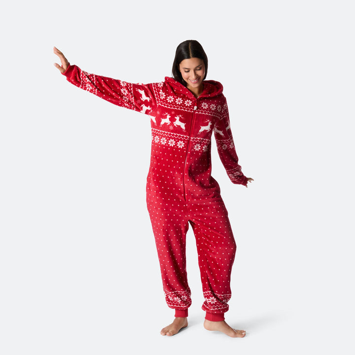 Roter Weihnachts-Onesie Damen