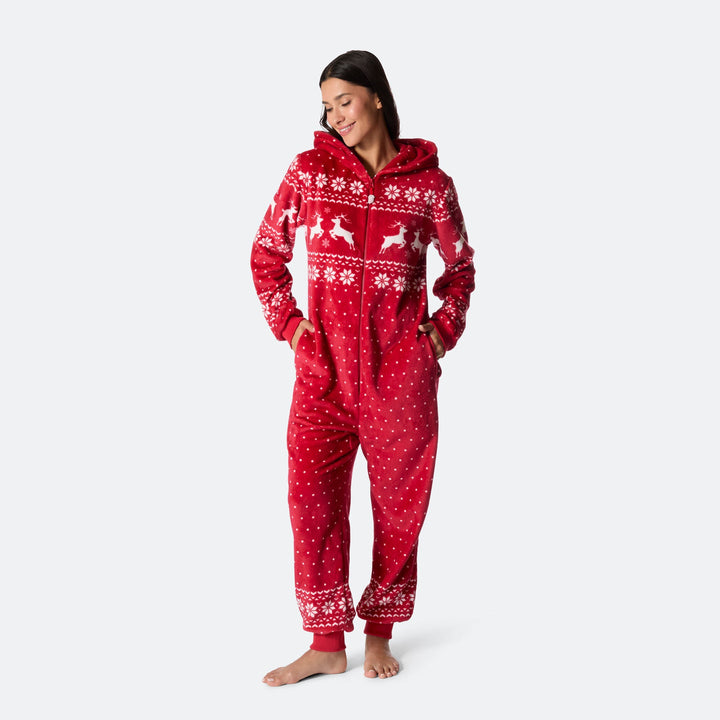 Roter Weihnachts-Onesie Damen