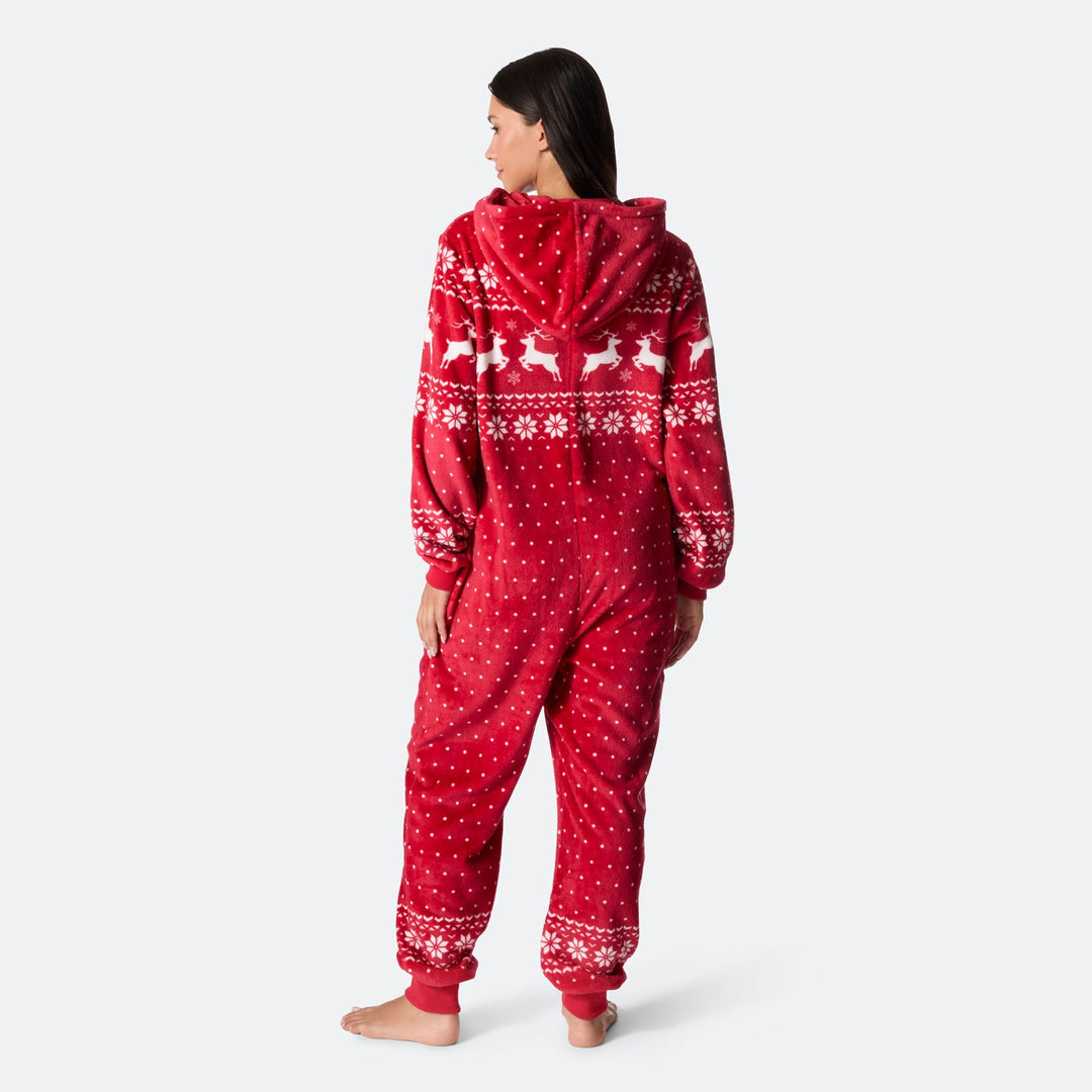 Roter Weihnachts-Onesie Damen