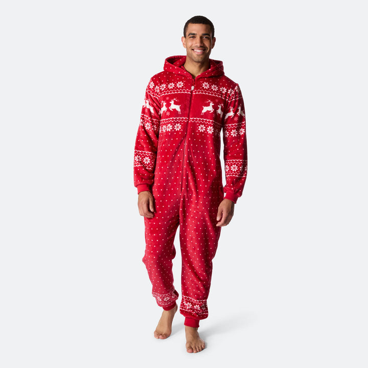Roter Weihnachts-Onesie Herren