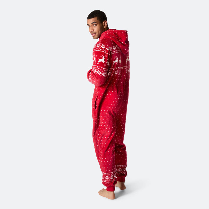 Roter Weihnachts-Onesie Herren