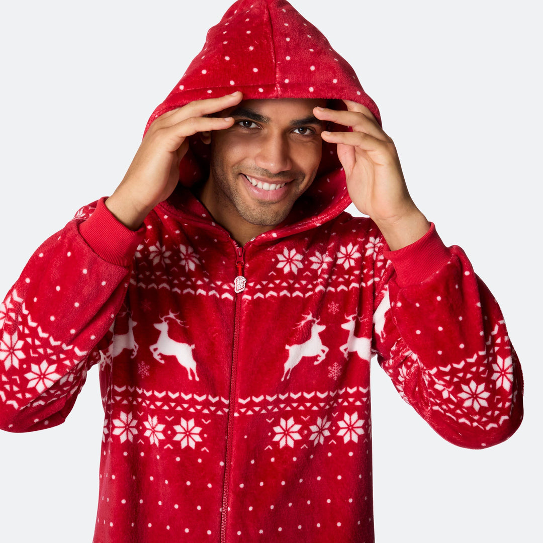 Roter Weihnachts-Onesie Herren
