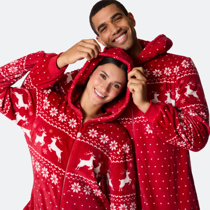 Roter Weihnachts-Onesie Damen